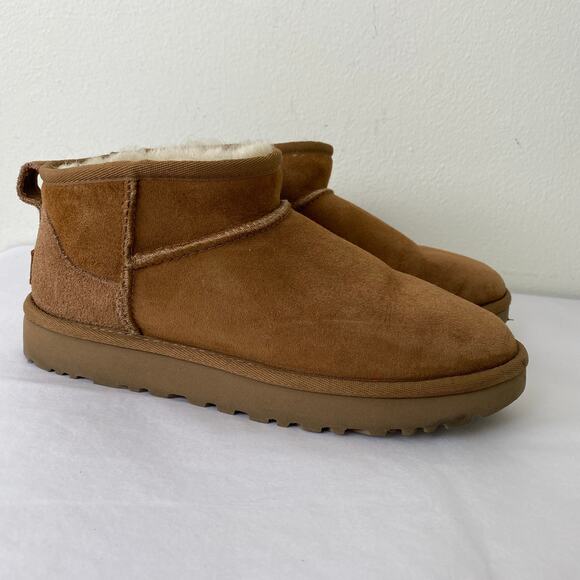 UGG Classic Ultra Mini Chestnut Boots Size 7 - Picture 4 of 14